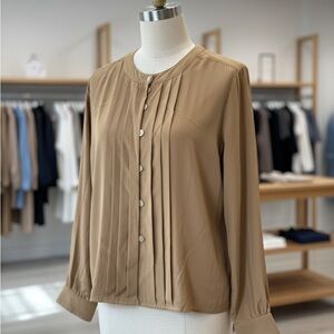 Elegant Women's Beige Button-Down Shirt